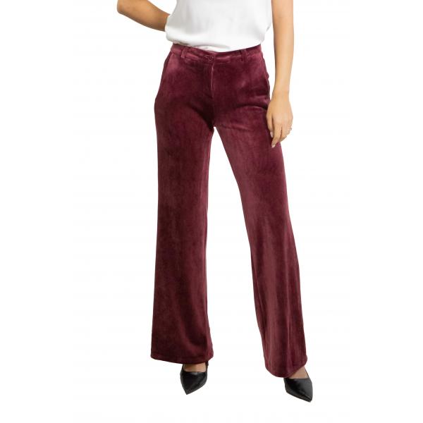 Pantalone palazzo in velluto liscio